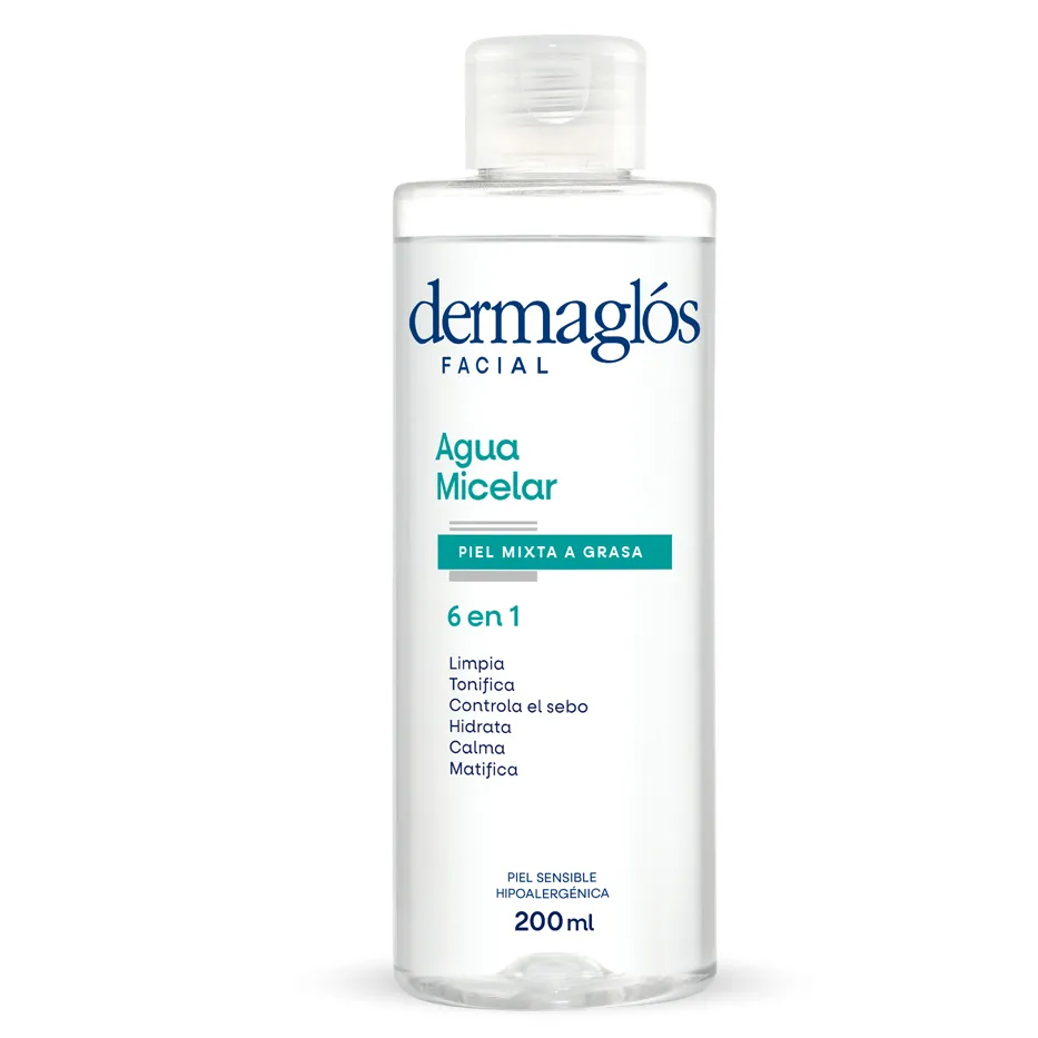DERMAGLOS AGUA MICELAR P PIEL MIXTA A GRASA X 200 ML.